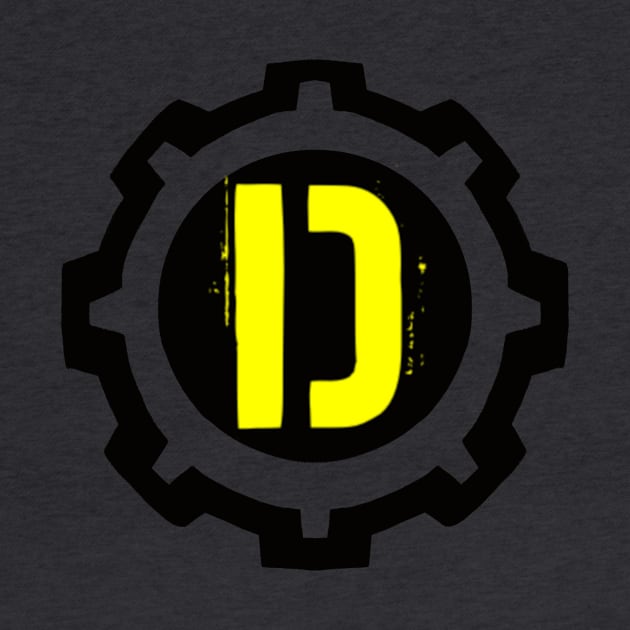 A Yellow Letter D in a Black Industrial Cog by MistarCo